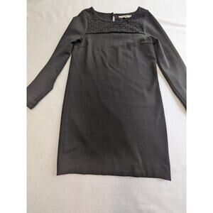 Boden Dress Black Size 4 lace knit knee length mini goth long sleeve office work
